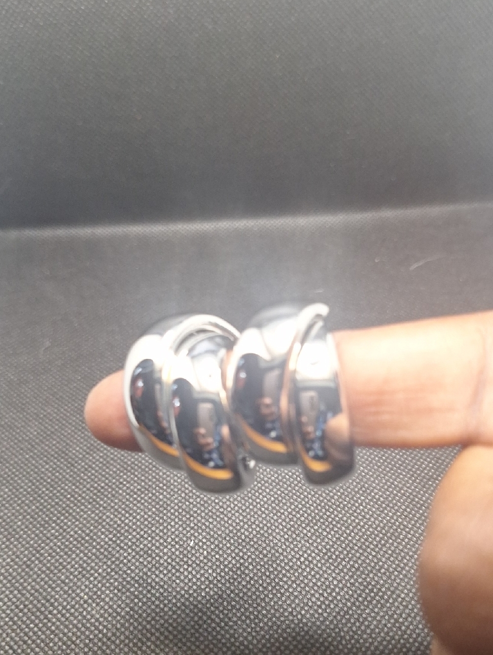 Chunky Silver Hoop Ring Set - Polished Metal Finish